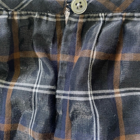 LOFT Metallic Navy Plaid Ruffle Short Sleeve Top, L - Picture 12 of 12